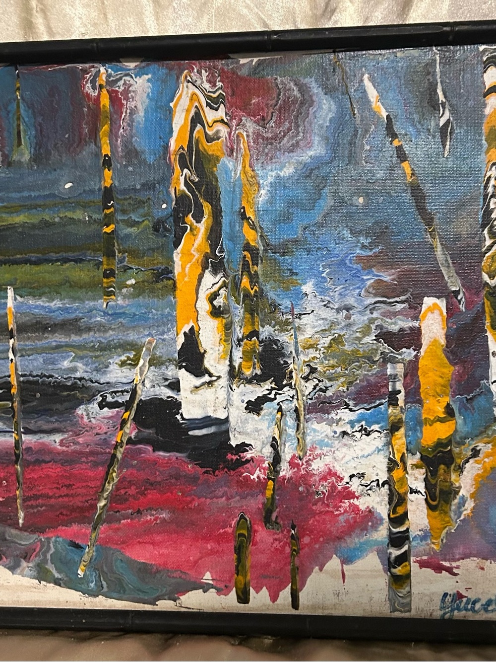 ORIGINAL Abstract Acrylic by Yucel Donmez 1982 Chg Art Institute Exhibitor!!!!!